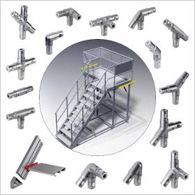 Uniones para tubos para escaleras industriales, barandillas 