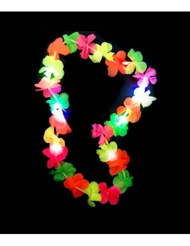 Collar luminoso hawaiano multicolor - Flores fluorescentes UV