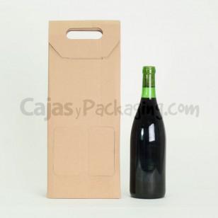Caja de cartón Marrón para 2 botellas de vino 75cl.