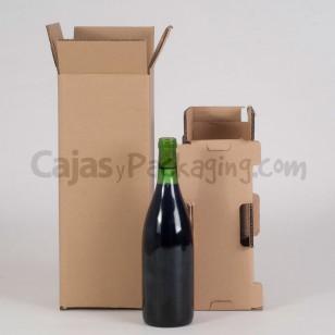 Caja de cartón para envío de 1 botella 75cl. con protector.