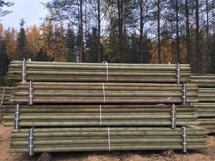 Postes de pino cilindradas, 100 x 5000 mm