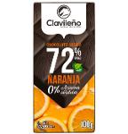Chocolate negro 72% con naranja y stevia sin azúcares