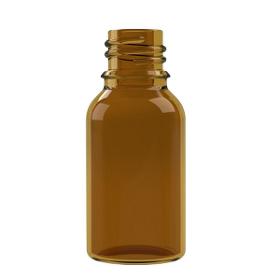 Botella de Vidrio Ámbar 15 ml con Acabado de Cuello DIN18