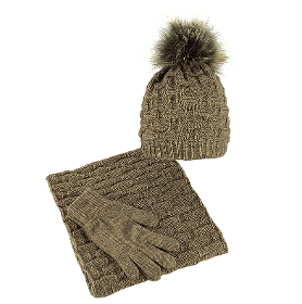 Conjunto de invierno para mujer, gorro, bufanda y guantes para capuchino