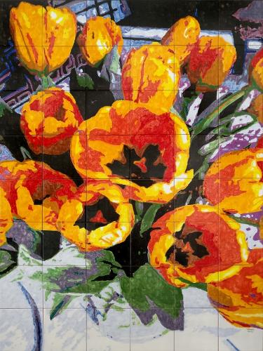 Tulipanes en azulejos