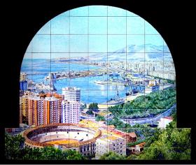 Vista de Málaga desde Gibralfaro en azulejos